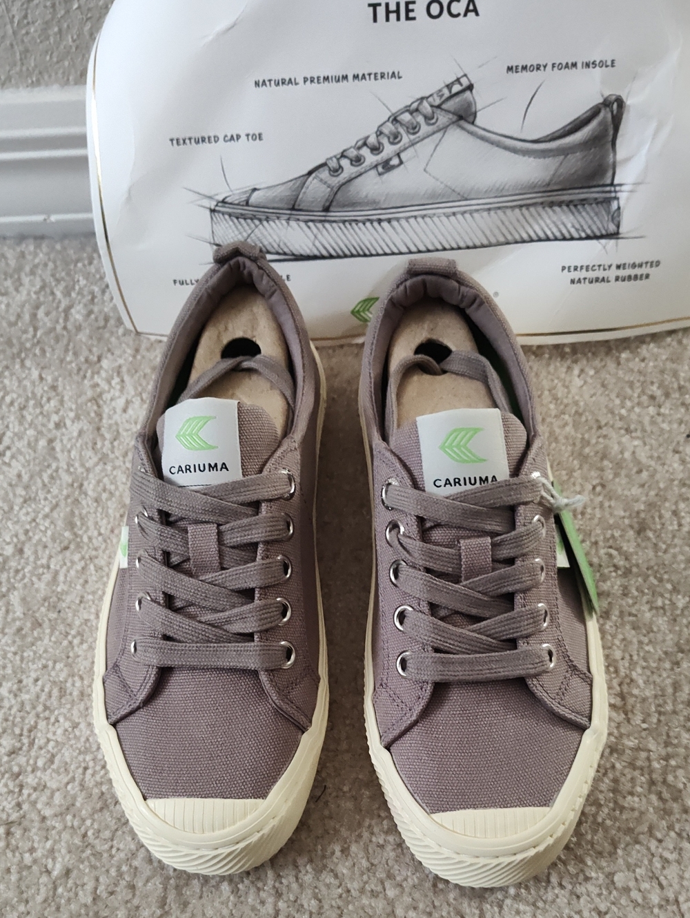 Cariuma Oca Canvas Sneakers in Taupe with Cream Sole